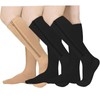 Athbavib 3 Pairs Zipper Compression Socks, 15-20 mmHg Closed Toe