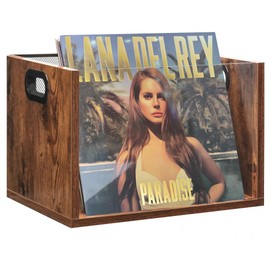 Vinyl Record Storage Crate, Holds up To 60 LPs, Album Visible Storage Box with Acrylic Front, Handle, Wooden Multi-Purpose Organizer for Records, Magazines and Books, for Desktop and Home Office