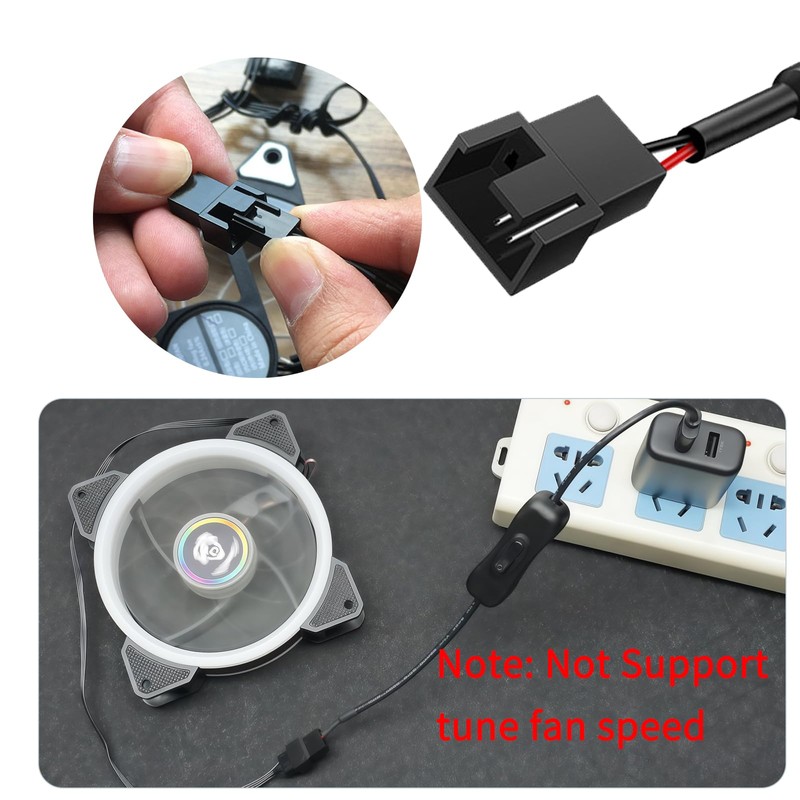 2Pack 5V USB to 3-Pin / 4-Pin PC Fan Power