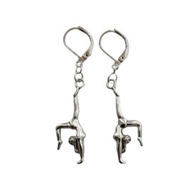 Gymnastic Drop Leverback Earrings, Miniature Gymnast Jewelry, Sports Team Woman Clip Earrings