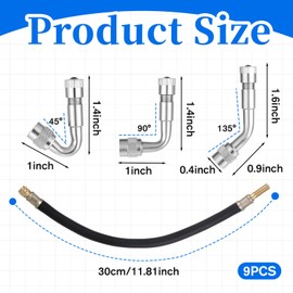 12 Inch Tire Valve Extender Extension Adaptor Valve Dually Valves Stem Extenders 45 90 135 Degree Brass Tire Valves Extensions Adapter for Universal RV Cars Truck Motorcycle Bike Scooter