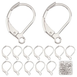 SUNNYCLUE 1 Box 100Pcs Leverback Earring Hooks 304 Stainless Steel Leverback Hooks Lever Back Ear Wires Leverback Earwires Leverbacks for Jewellery Making Accessories Women DIY Dangle Earrings Craft