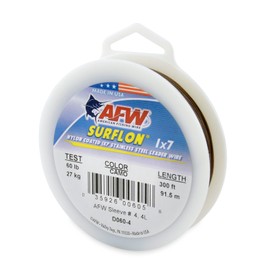 American Fishing Wire Surflon Nylon Coated 1x7 Stainless Steel Leader Wire, Camo Brown, 300-Feet/60-Pound