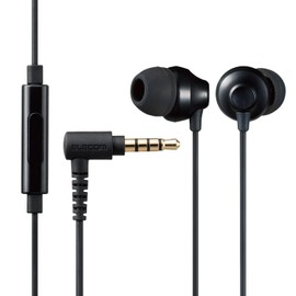 Elecom EHP-F12CMBK Stereo Earphones, In-Ear Type, 0.14 inches (3.5 mm), Microphone Included, Fast Music F12C, φ0.4 inches (10.0 mm), Black