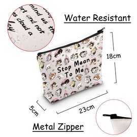 JXGZSO Cartoon Cat Makeup Bag Pet Cat Inspired Gift Stop Mean To Me Sad Cat Meme Cosmetic Bag Cat Theme Gift Animal Pouch, Stop Mean to me