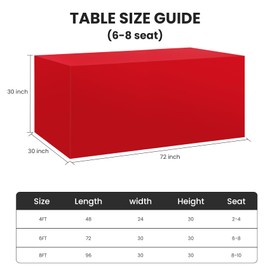 Ascoza 2 Pack Fitted Tablecloth for 6 Foot Rectangle Tables 72 x 30 Inch Red Table Covers Water Resistant Polyester Table Cloth for Wedding, Parties,Display, Trade Show (Red)