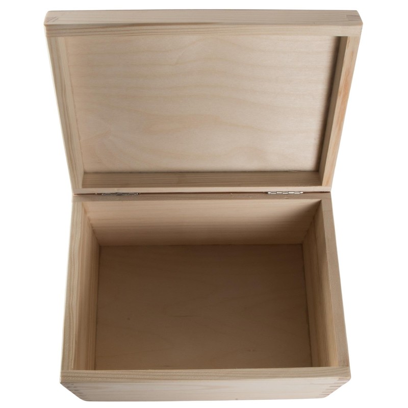 WooDeeDoo Rectangular Wooden Storage Box with Hinged Lid – 22