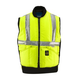 RefrigiWear Insulated Iron-Tuff HiVis Safety Vest - ANSI Class 2 High Visibility Lime with Reflective Tape (Large)