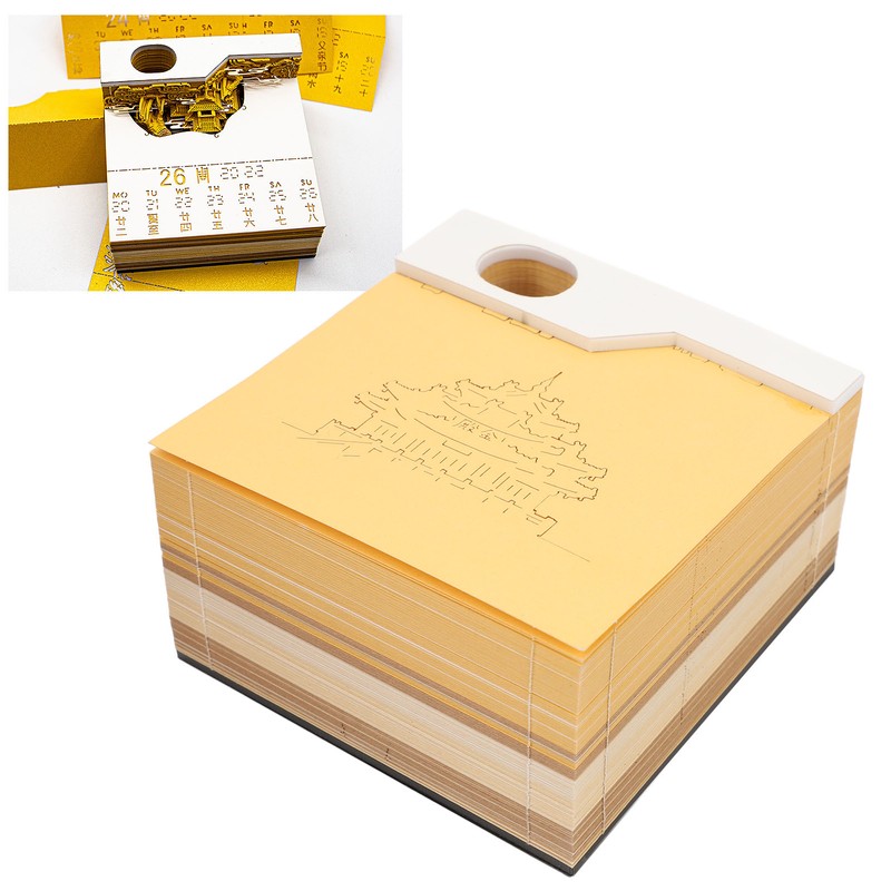 3D Memo Pad Chinese Dragon Palace Craft Paper Carving Sculpture