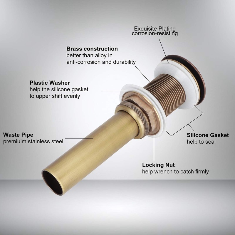 Popup Drain Stopper, Brass Bathroom Sink Drain Stopper, Antique Color