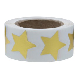 Hybsk 1 inch Gold Star Stickers Metallic Foil School Kids Reward Total 500 Labels Per Roll (Gold)