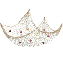 Kiuiom Fishing Net Decoration, Maritime Decoration, Fishing Net Wall Hanging, Decorative Fishing Net in Mediterranean Style, Fishing Net with Shells for Party, Wall, Home, Wedding Decoration,