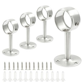 Biaungdo 4 Pcs 1-1/4 Inch Ceiling Curtain Rod Bracket, Heavy Duty Flange Rod Holder, Silver