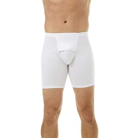 Underworks Mens Cotton Spandex Ultra Light Compression Long Boxers 3-Pack Large White