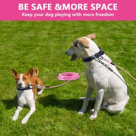 Dog Tie Out Cable 10FT-500Lbs,Heavy Duty Dog Leads&Tether for Yard with Swivel Hook,Small Large Dogs Leash Line for Outside,Rust Chew Proof Dogs Run Cable for Outdoor Camping(Pink, 10FT)