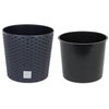 Prosperplast Plastic anthracite grey round low flower pot 25 cm