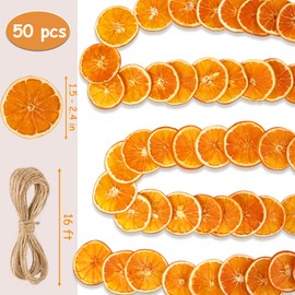 16 Ft Dried Orange Garland, Natural Rustic Ornament for Hanging Decorations, Dried Orange Garland for Christmas Tree, Christmas Garlands for Christmas Tree Fireplace Doorway Wall Window Decor