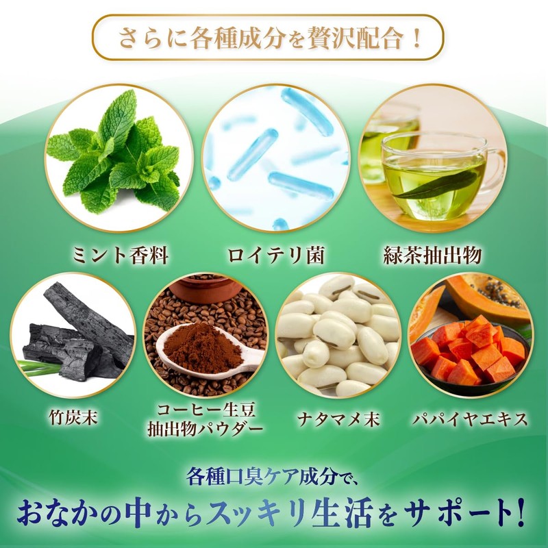 【シャンピニオン贅沢配合】デオタイム シャンピニオンエキス150倍濃縮 30日分 エチケットサプリメント ロイテリ菌 タブレット 緑茶エキス ブレスケア