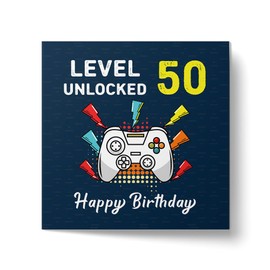 Papa Prints Happy Birthday Card with Envelope (145 x 150 mm) 50th Birthday Card for Men Gamer Birthday Card