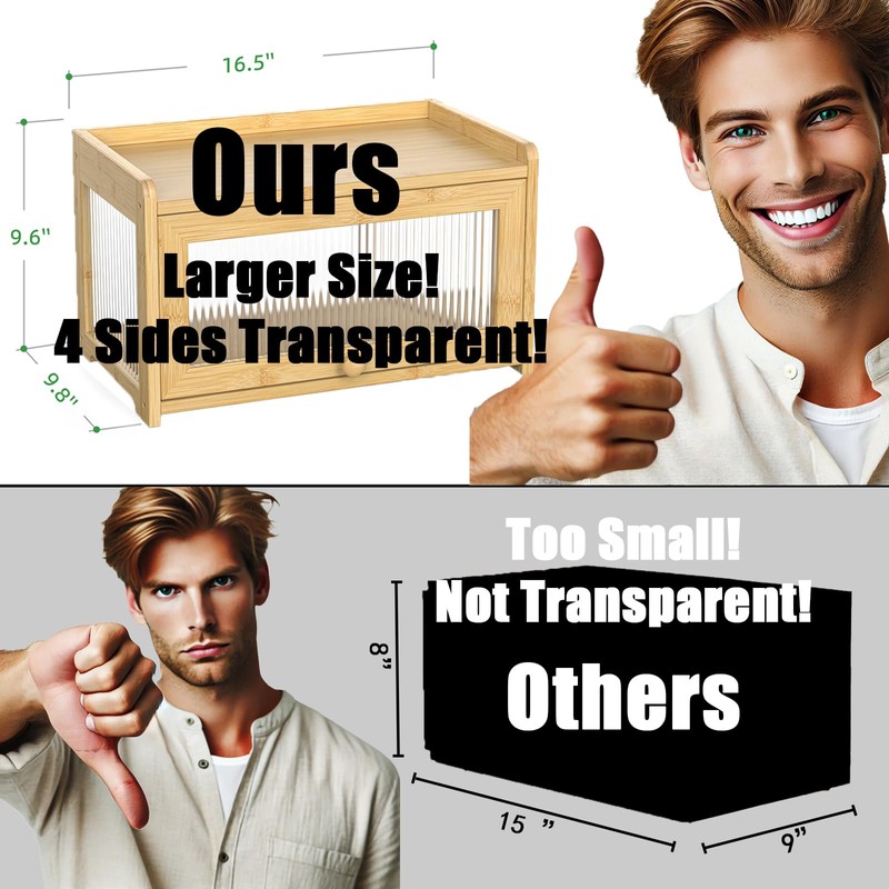 BAMBANG Extra Large Bamboo Bread Box for Kitchen Counter, Bread