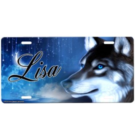 Onestopairbrushshop Wolf License Plate