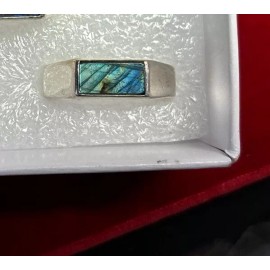 Natural Creations mens sterling silver ring Size 10 Labradorite