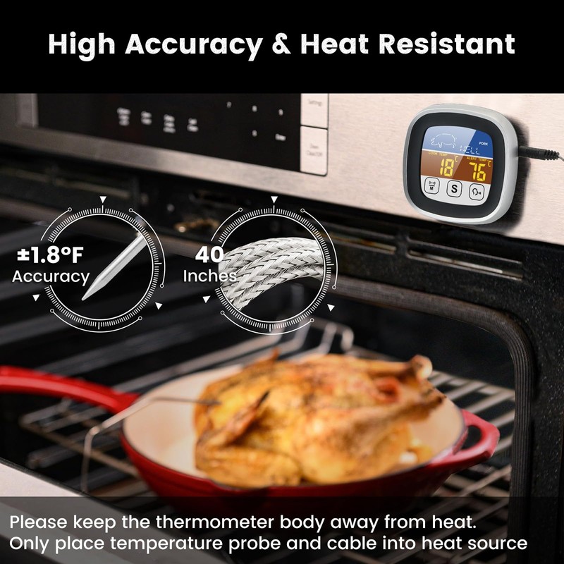 Leepenk 2025 New Upgrade Digital Talking Meat Thermometer with Clear