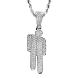 Yeesabella Hip Hop Bad Guy Villain Necklace, Zircon Couple Skew Head Pendant Necklace Stainless Steel Round Head
