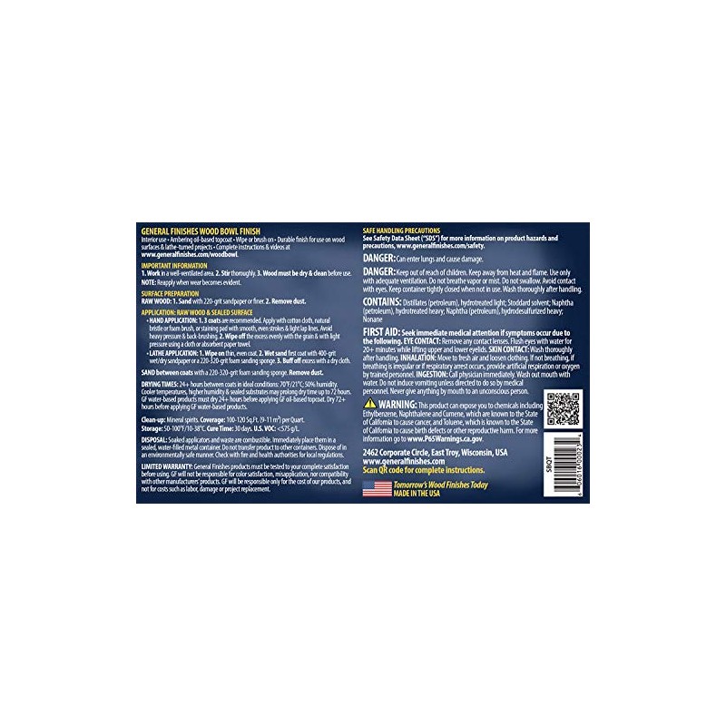 General Finishes Wood Bowl Finish, 1 Pint