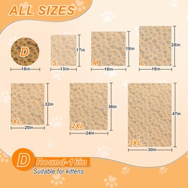 GOLOPET Cat Heating Pad, 16 in Round Heated Bed Smart Thermostatic Switch, Add Wire Rope Cat Carpet Puppy Whelping Supplies, Comes with a Plush Cloth Cover - Apricot