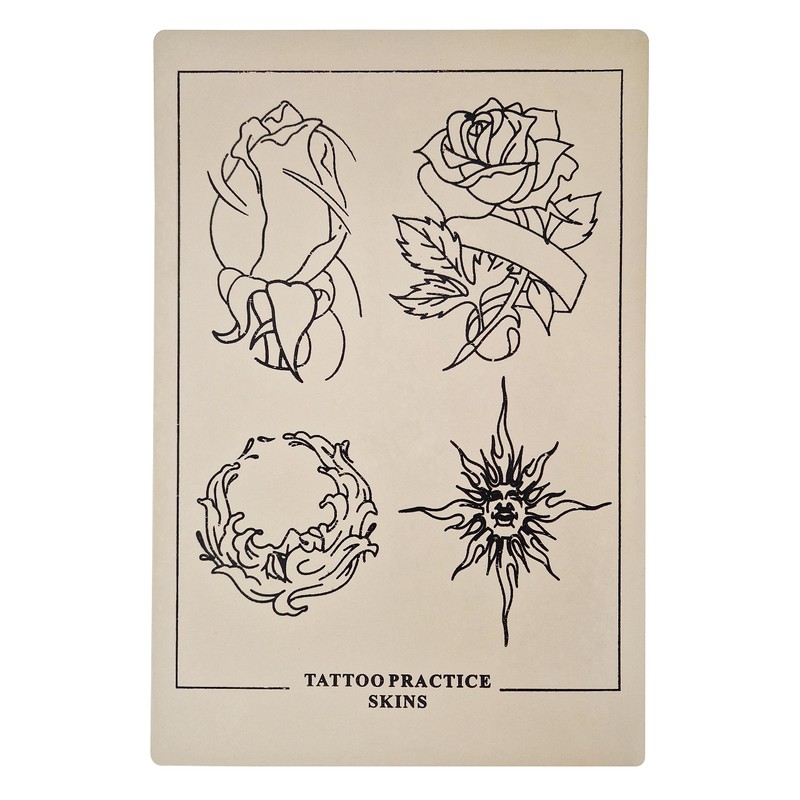 Large A4 Size Flower and Sun Tattoo Practice Skin (Pack