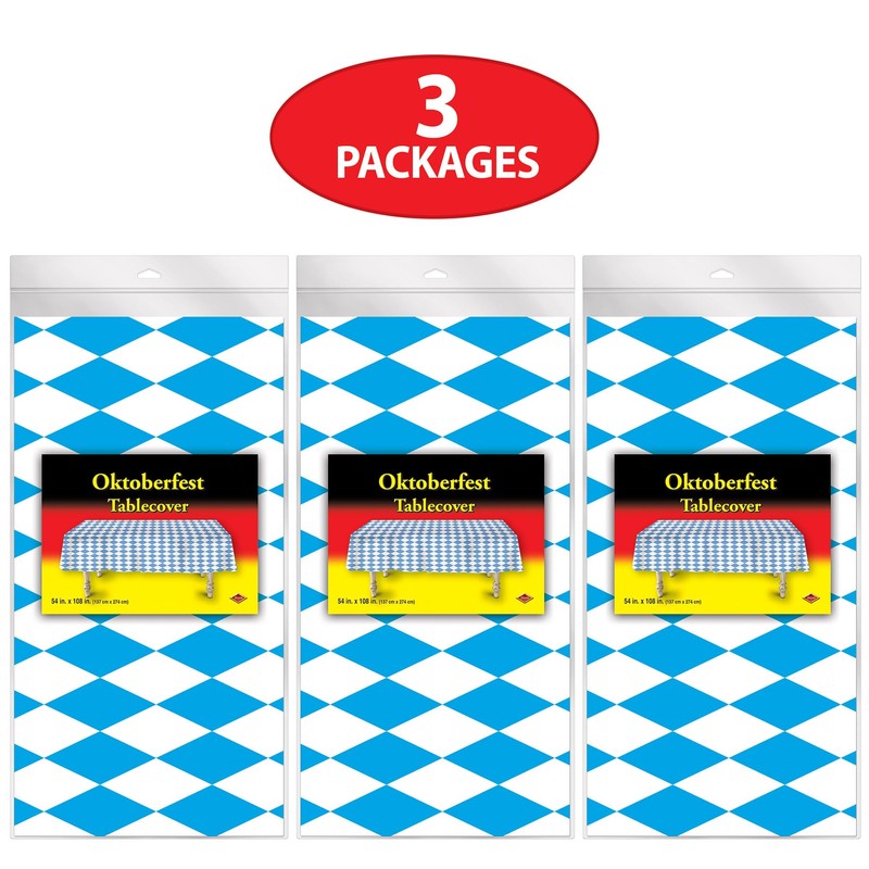 Beistle Oktoberfest Party Supplies, Plastic Rectangular Tablecovers, Bavarian Tablecloths, German