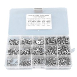 440PCS M3 + M4 + M5 Hex Socket Tornillos De Cabeza Plana Kit De Tornillos Pernos Y Tuercas Con Caja De Almacenaje, Tornillos De Casquillo De Cabeza He