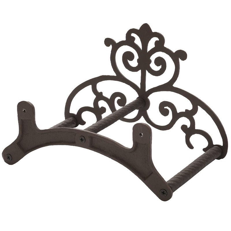 MyGift Brown Heavy Duty Cast Iron Outdoor Garden Hose Hanger