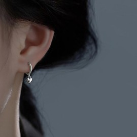 Earrings Silver 925 Hanging Love Heart Earrings Silver 925 Hoop Earrings Pendant Hypoallergenic Earring Silver 925 Hoop Earrings Small Earrings Hoop Earrings with Pendant for Women Girls, Sterling