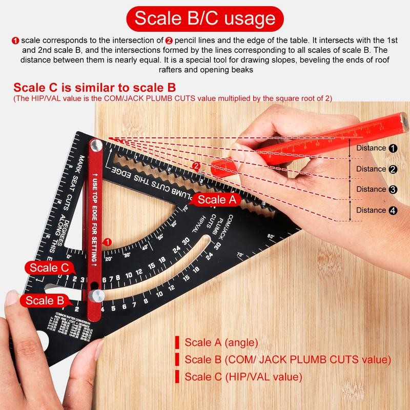 GORWARE Woodworking Triangle Ruler Aluminum Alloy Carpenter Framing Square Adjustable