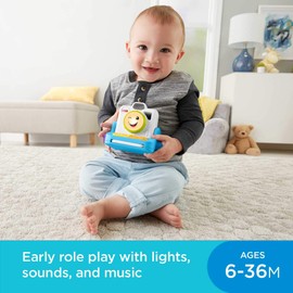 Fisher-Price Laugh & Learn Click & Learn Instant Camera, early role play toy with music and light for baby and toddlers 6-36 months