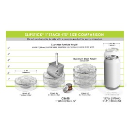 Slipstick CB658 Stack-Its 1 Inch Adjustable Bed Risers/Furniture Risers (Set of 8) Lifts Height 1", 2", or 3" When Stacked - Clear Heavy Duty Raisers