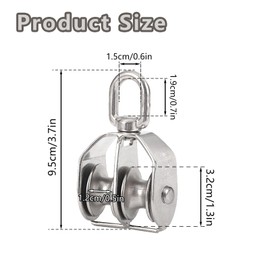 Pulley Stainless Steel 304, Stainless Steel 304 Pulley, M32 Stainless Steel Roller Wheel, M32 Pulley Stainless Steel, Double Pulley, Stainless Steel 304 Pulley Fitness, for Home, Gym, Outdoor