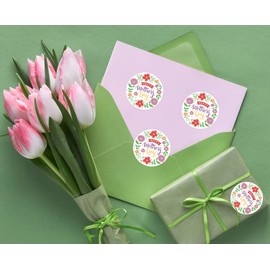 D4DREAM Happy Mothers Day Stickers - 36pcs Mother's Day Party Favor Gifts Tag Labels 1.5" Mother‘s Day Gift Bag Decoration Stickers for Gift Wrap Envelope Seals Cards Decor