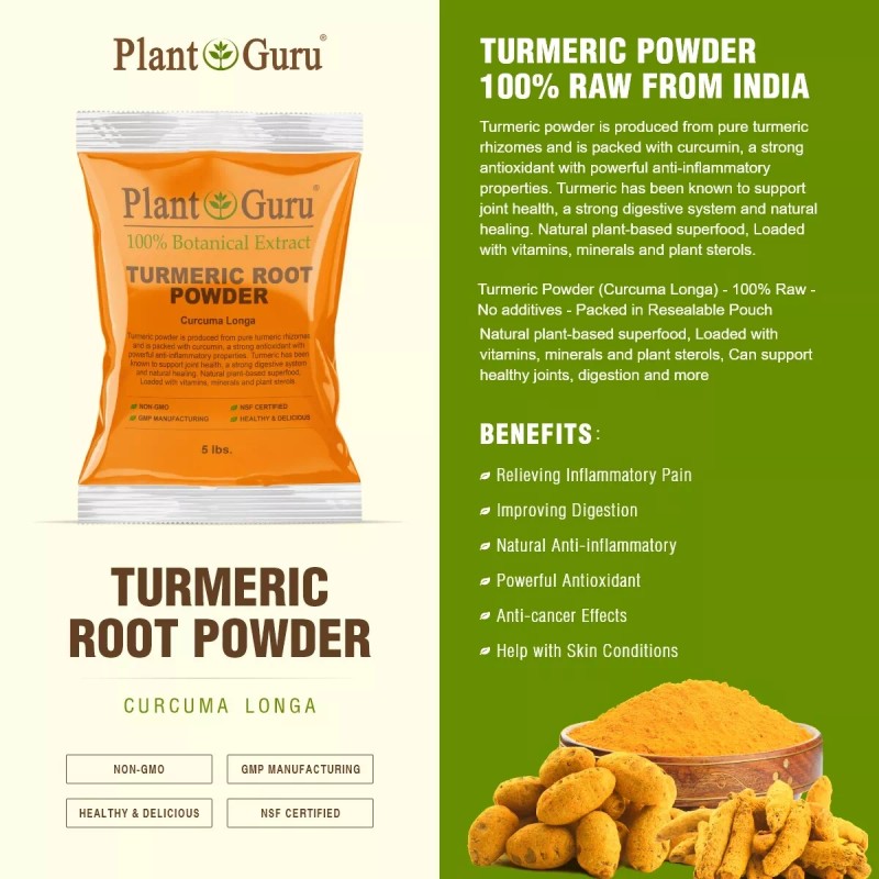 Plant Guru Turmeric Root Powder 2.5 lb Jar Curcumin Curcuma