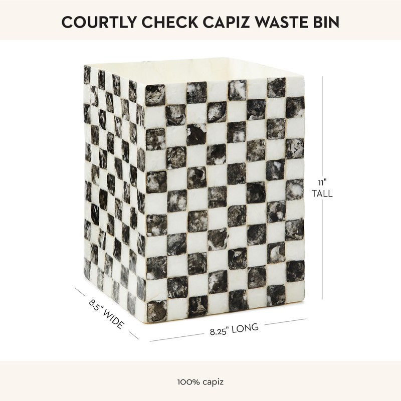 MACKENZIE-CHILDS Capiz Waste Bin, Decorative Bathroom and Bedroom Trash Can,