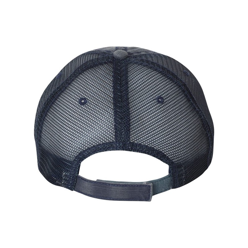One Size Navy/Navy Trucker Spartan Warrior Helmet Embroidered Distressed Trucker