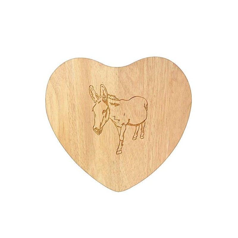 'Friendly Donkey' Wooden Heart Shaped Chopping/Cutting Board (WB00042147)