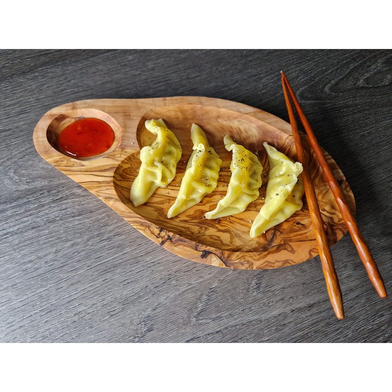 Cleminson Hand Carved Olive Wood Appetizers and Tapas Bowl 29cm