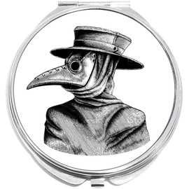 NewCharms Plague Doctor Vintage Image Compact with Mirrors - Perfect Pocket and Purse Size Folding Mirror for Applying Make Up Anywhere