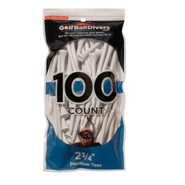 Golf Ball Divers 100 Pack Golf Tees in a resealable bag - Professional Bamboo Golf Tees - Stronger Than Wooden Golf Tees Biodegradable & Less Friction (2-3/4 Inch, White)