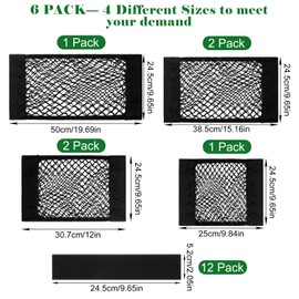 6 Pcs Mesh Cargo Net Universal Stretchable Elastic Rv Storage Netting with Adhesive Tape 4 Different Sizes Pocket Car Storage Net for Trunk Rv Boat Car Kitchen Cabinet Closet Home