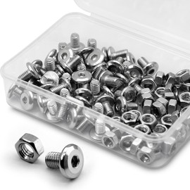 (50 pcs) M5 x 8mm Flat Round Hexagon Socket Head Screws Bolts and Nuts Set 304 Stainless Steel 18-8