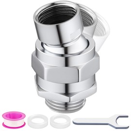 Enoughmen Adjustable Shower Head Connector – 360° Swivel Shower Arm Adapter for Handheld & Fixed Shower Heads – Durable Bathroom Shower Head Elbow Universal Showering Component（Chrome）